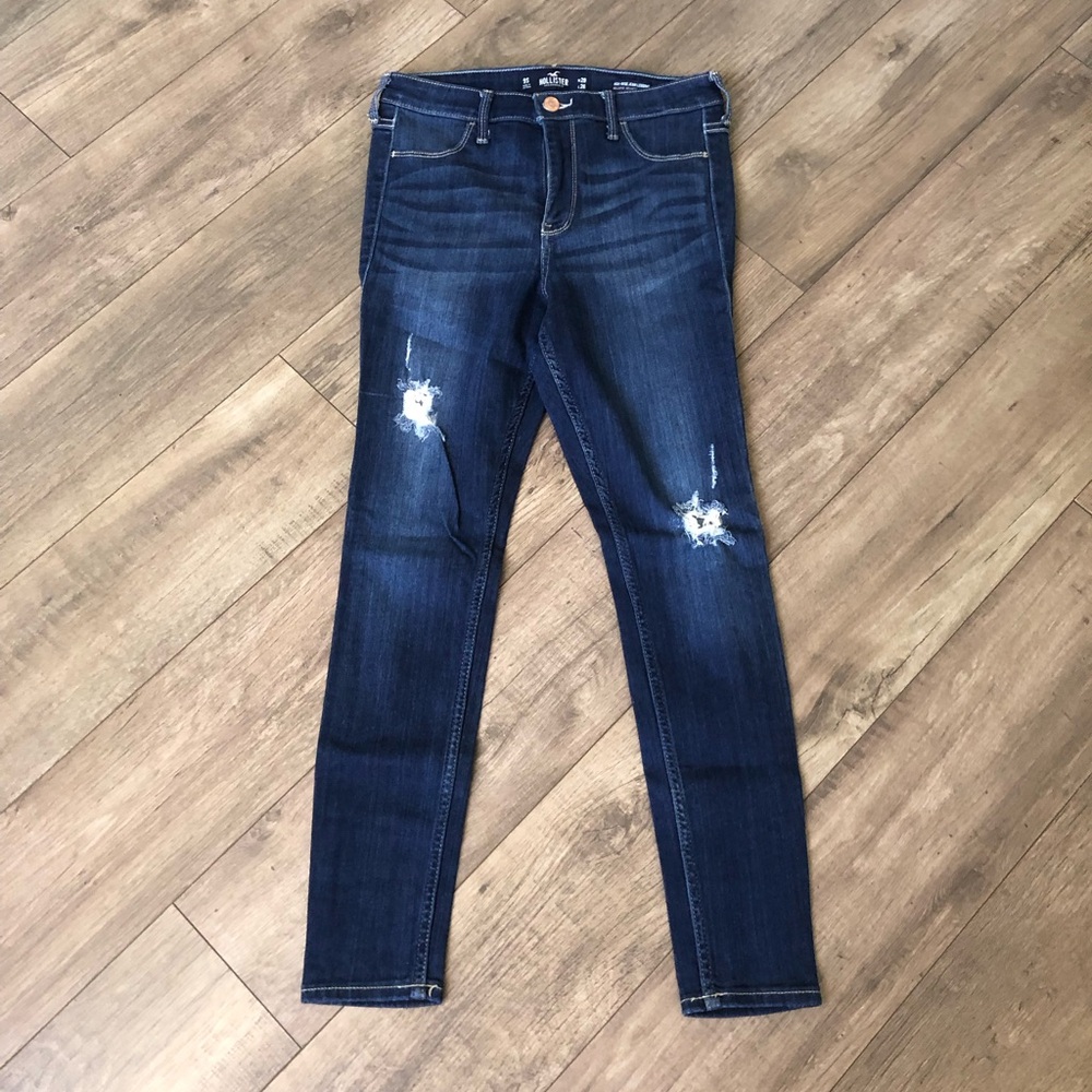 Hollister Dark Blue Distressed Skinny Jeans